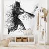 Ambesonne Black and White Tapestry King Size, Abstract Illustration of a Baseball Player Posing Grunge, Wall Hanging Bedspread Bed Cover Wall Decor, King Size, White Charcoal view 2