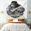 Ambesonne Cartoon Tapestry King Size, Image of Big Gorilla Like as Professional Athlete Bodybuilding Gym Animal, Wall Hanging Bedspread Bed Cover Wall Decor, 104" X 88", Black White Grey view 1