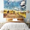 Ambesonne Country Tapestry King Size, Group Friends Band on Motorcycles in Countryside Rural Adventure Travel up Art, Wall Hanging Bedspread Bed Cover Wall Decor, 104" X 88", Grey Blue view 1