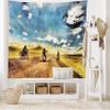 Ambesonne Country Tapestry King Size, Group Friends Band on Motorcycles in Countryside Rural Adventure Travel up Art, Wall Hanging Bedspread Bed Cover Wall Decor, 104" X 88", Grey Blue view 2