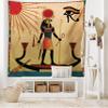 Ambesonne Egyptian Print Tapestry King Size, Sun Old Egyptian Timeless Grace Antique Tradition Illustration, Wall Hanging Bedspread Bed Cover Wall Decor, 104" X 88", Cream Red view 2