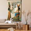 Ambesonne Egyptian Print Tapestry Queen Size, Old Papyrus Depicting Queen Nefertari Historical Empire Art, Wall Hanging Bedspread Bed Cover Wall Decor, 88" X 88", Beige Orange view 2