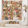 Ambesonne Cat Tapestry King Size, Nerd Book Lover Kitty Sleeping over Bookshelf Library Academics Feline Boho Design, Wall Hanging Bedspread Bed Cover Wall Decor, 104" X 88", Brown Pink view 2