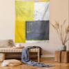 Ambesonne Grey and Yellow Tapestry Twin Size, Street Art Modern Grunge Abstract Design Squares, Wall Hanging Bedspread Bed Cover Wall Decor, 68" X 88", Charcoal Grey Yellow view 1