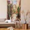 Ambesonne Italian Tapestry Queen Size, View of Old Mediterranean Street Stone Rock Houses in Italy City Rural Print, Wall Hanging Bedspread Bed Cover Wall Decor, Queen Size, Stone Green view 2