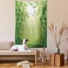Ambesonne Forest Tapestry Twin Size, Image of Exotic Trees in Rain Forest Far Eastern Wildlife Tropical Nature Inspired, Wall Hanging Bedspread Bed Cover Wall Decor, 68" X 88", Green and White view 2