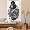 Ambesonne Cartoon Tapestry Twin Size, Image of Big Gorilla Like as Professional Athlete Bodybuilding Gym Animal, Wall Hanging Bedspread Bed Cover Wall Decor, 68" X 88", Black White Grey view 2