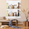 Ambesonne Dog Tapestry Queen Size, Multicultural Dog Family in a Row from Back and Front Views Companionship Comic Art, Wall Hanging Bedspread Bed Cover Wall Decor, 88" X 88", Brown Yellow view 1