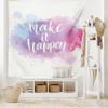 Ambesonne Lifestyle Tapestry King Size, Make It Happen Hand Written Positive Words in Paintbrush Art, Wall Hanging Bedspread Bed Cover Wall Decor, 104" X 88", Blue Fuchsia view 2