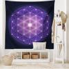Ambesonne Dark Blue Tapestry King Size, Flower of Life with Stars Geometry Print, Wall Hanging Bedspread Bed Cover Wall Decor, 104" X 88", Dark Blue Purple view 2