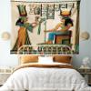 Ambesonne Egyptian Print Tapestry King Size, Old Papyrus Depicting Queen Nefertari Historical Empire Art, Wall Hanging Bedspread Bed Cover Wall Decor, 104" X 88", Beige Orange view 1