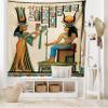 Ambesonne Egyptian Print Tapestry King Size, Old Papyrus Depicting Queen Nefertari Historical Empire Art, Wall Hanging Bedspread Bed Cover Wall Decor, 104" X 88", Beige Orange view 2