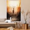 Ambesonne Hunting Tapestry Queen Size, Red Deer in the Morning Sun Wilderness Nature Scenery Countryside Rural Heathers, Wall Hanging Bedspread Bed Cover Wall Decor, 88" X 88", Brown Orange view 2