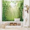 Ambesonne Bamboo Print Tapestry King Size, Image of Bamboo Trees in Rain Forest Far Eastern Wildlife Tropical Nature Inspired, Wall Hanging Bedspread Bed Cover Wall Decor, 104" X 88", Green and White view 2