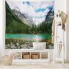 Ambesonne Landscape Tapestry King Size, Canada Ohara Lake Yoho National Park with Mountains Nature Scenery Art Photo, Wall Hanging Bedspread Bed Cover Wall Decor, 104" X 88", Green Blue view 2