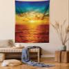 Ambesonne Ocean Tapestry, Sunset Clouds Exotic Seaside with Sun Rays Evening View Picture Print Art, Fabric Wall Hanging Decor for Bedroom Living Room Dorm, 23" X 28", Yellow Turquoise view 1