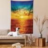 Ambesonne Ocean Tapestry, Sunset Clouds Exotic Seaside with Sun Rays Evening View Picture Print Art, Fabric Wall Hanging Decor for Bedroom Living Room Dorm, 23" X 28", Yellow Turquoise view 2