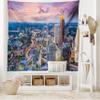 Ambesonne Modern Tapestry King Size, Atlanta City Skyline at Sunset with Syk Georgia Town American View, Wall Hanging Bedspread Bed Cover Wall Decor, 104" X 88", Baby Pink Blue Grey view 2