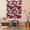 Ambesonne Abstract Tapestry Twin Size, Abstract Geometric Half Triangles Squares Maze Inspired Image, Wall Hanging Bedspread Bed Cover Wall Decor, 68" X 88", Charcoal Vermilion view 1