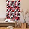 Ambesonne Abstract Tapestry Twin Size, Abstract Geometric Half Triangles Squares Maze Inspired Image, Wall Hanging Bedspread Bed Cover Wall Decor, 68" X 88", Charcoal Vermilion view 2
