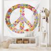 Ambesonne Groovy Tapestry King Size, Floral Peace Sign Summer Spring Blooms Love Happiness Themed Illustration Print, Wall Hanging Bedspread Bed Cover Wall Decor, 104" X 88", Red White view 2