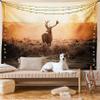 Ambesonne Hunting Tapestry King Size, Red Deer in the Morning Sun Wilderness Nature Scenery Countryside Rural Heathers, Wall Hanging Bedspread Bed Cover Wall Decor, 104" X 88", Brown Orange view 1