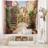 Ambesonne Italian Tapestry King Size, View of Old Mediterranean Street Stone Rock Houses in Italy City Rural Print, Wall Hanging Bedspread Bed Cover Wall Decor, King Size, Stone Green view 2