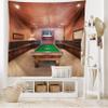 Ambesonne Modern Tapestry King Size, Entertainment Room in Mansion Pool Table Billiard Lifestyle Photo Print, Wall Hanging Bedspread Bed Cover Wall Decor, 104" X 88", Cinnamon Brown Green view 2
