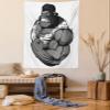 Ambesonne Cartoon Tapestry Queen Size, Image of Big Gorilla Like as Professional Athlete Bodybuilding Gym Animal, Wall Hanging Bedspread Bed Cover Wall Decor, 88" X 88", Black White Grey view 1