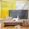 Ambesonne Grey and Yellow Tapestry King Size, Street Art Modern Grunge Abstract Design Squares, Wall Hanging Bedspread Bed Cover Wall Decor, 104" X 88", Charcoal Grey Yellow view 1