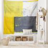 Ambesonne Grey and Yellow Tapestry King Size, Street Art Modern Grunge Abstract Design Squares, Wall Hanging Bedspread Bed Cover Wall Decor, 104" X 88", Charcoal Grey Yellow view 2