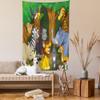 Ambesonne Animal Tapestry Twin Size, Cartoon Style Gazelle Giraffe Gorilla Lion Animals Illustration, Wall Hanging Bedspread Bed Cover Wall Decor, 68" X 88", Brown Green view 2