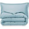 Wega Linen Light Blue Queen/Full Size 4 Piece-Duvet Cover Set 100% Egyptian Cotton Zipper Quilt Cover with Extra Fluffy Baffle Box Comforter(4 Piece-Duvet Cover+Comforter+2 Pillow Shams) view 3