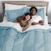 Wega Linen Light Blue Queen/Full Size 4 Piece-Duvet Cover Set 100% Egyptian Cotton Zipper Quilt Cover with Extra Fluffy Baffle Box Comforter(4 Piece-Duvet Cover+Comforter+2 Pillow Shams) view 4