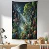 Ambesonne Country Tapestry, Clouds at Sunset Paint Scenery of Poppy Flower Garden on Valley with Horizon, Fabric Wall Hanging Decor for Bedroom Living Room Dorm, 30" X 45", Burgundy Deep Sky Blue view 1