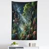 Ambesonne Country Tapestry, Clouds at Sunset Paint Scenery of Poppy Flower Garden on Valley with Horizon, Fabric Wall Hanging Decor for Bedroom Living Room Dorm, 30" X 45", Burgundy Deep Sky Blue view 2