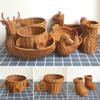 Hand-Woven Lagerung Baske Rattan Gewebt Obstkorb Niedlichen Tier Geformt Brot Obst Lebensmittel Frhstck Display Box Kunsthandwerk-dekor view 1