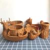 Hand-Woven Lagerung Baske Rattan Gewebt Obstkorb Niedlichen Tier Geformt Brot Obst Lebensmittel Frhstck Display Box Kunsthandwerk-dekor view 2