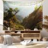 Ambesonne Landscape Tapestry King Size, Forest Nepal Himalaya Mountains Sunlight Majestic Scenery Nature Photo, Wall Hanging Bedspread Bed Cover Wall Decor, 104" X 88", Green Pale Yellow view 1