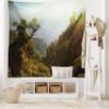 Ambesonne Landscape Tapestry King Size, Forest Nepal Himalaya Mountains Sunlight Majestic Scenery Nature Photo, Wall Hanging Bedspread Bed Cover Wall Decor, 104" X 88", Green Pale Yellow view 2
