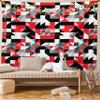 Ambesonne Abstract Tapestry King Size, Abstract Geometric Half Triangles Squares Maze Inspired Image, Wall Hanging Bedspread Bed Cover Wall Decor, 104" X 88", Charcoal Vermilion view 1