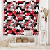 Ambesonne Abstract Tapestry King Size, Abstract Geometric Half Triangles Squares Maze Inspired Image, Wall Hanging Bedspread Bed Cover Wall Decor, 104" X 88", Charcoal Vermilion view 2