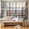 Ambesonne Modern Tapestry King Size, Urban City View of Apartments from Square Shape Windows Photograph, Wall Hanging Bedspread Bed Cover Wall Decor, 104" X 88", Pale Brown White view 1