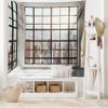 Ambesonne Modern Tapestry King Size, Urban City View of Apartments from Square Shape Windows Photograph, Wall Hanging Bedspread Bed Cover Wall Decor, 104" X 88", Pale Brown White view 2