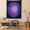 Ambesonne Dark Blue Tapestry Queen Size, Flower of Life with Stars Geometry Print, Wall Hanging Bedspread Bed Cover Wall Decor, 88" X 88", Dark Blue Purple view 1