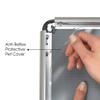 M&T Displays Snap Poster Frame 8.5x11 Inch Silver 1" Aluminum Profile Front Loading Wall Mounting Photo Picture Document Certificate Sign Holder Round Corner Anti Glare Cover view 3