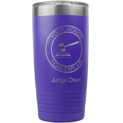 PlaqueMaker Personalized Coffee Tumbler with Federal, Local and State Judges - Great for Lawyers, Attorneys, Law Clerks, Legal Students, Paralegals and Legal Secretaries (Purple)