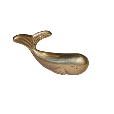Antiqued Brass Whale Paper Weight - Antique Vintage Nautical Beach Decor