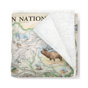 Xplorer Maps Rocky Mountain National Park Fleece Blanket | 58" x 50" Throw Blanket | Hand-Drawn Original Art |