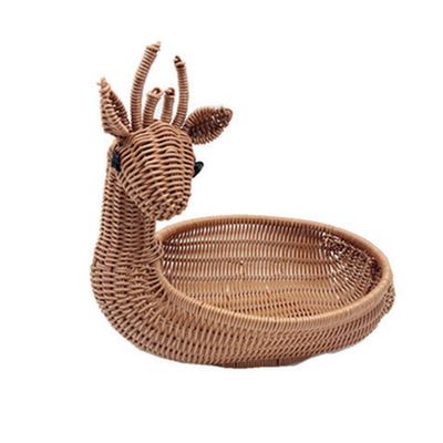 Rattan Gewebt Obstkorb Imitation Deer Brot Korb Obst Schalen Tablett Gemse Snack Korb Neuheit Tier Geformt Alte Ratte-Fawn